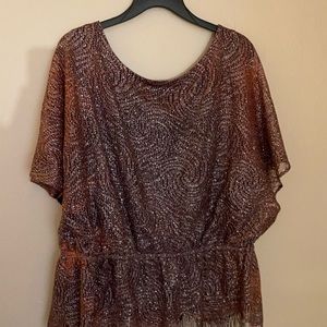 Pretty black, brown and shiny silver blouse.